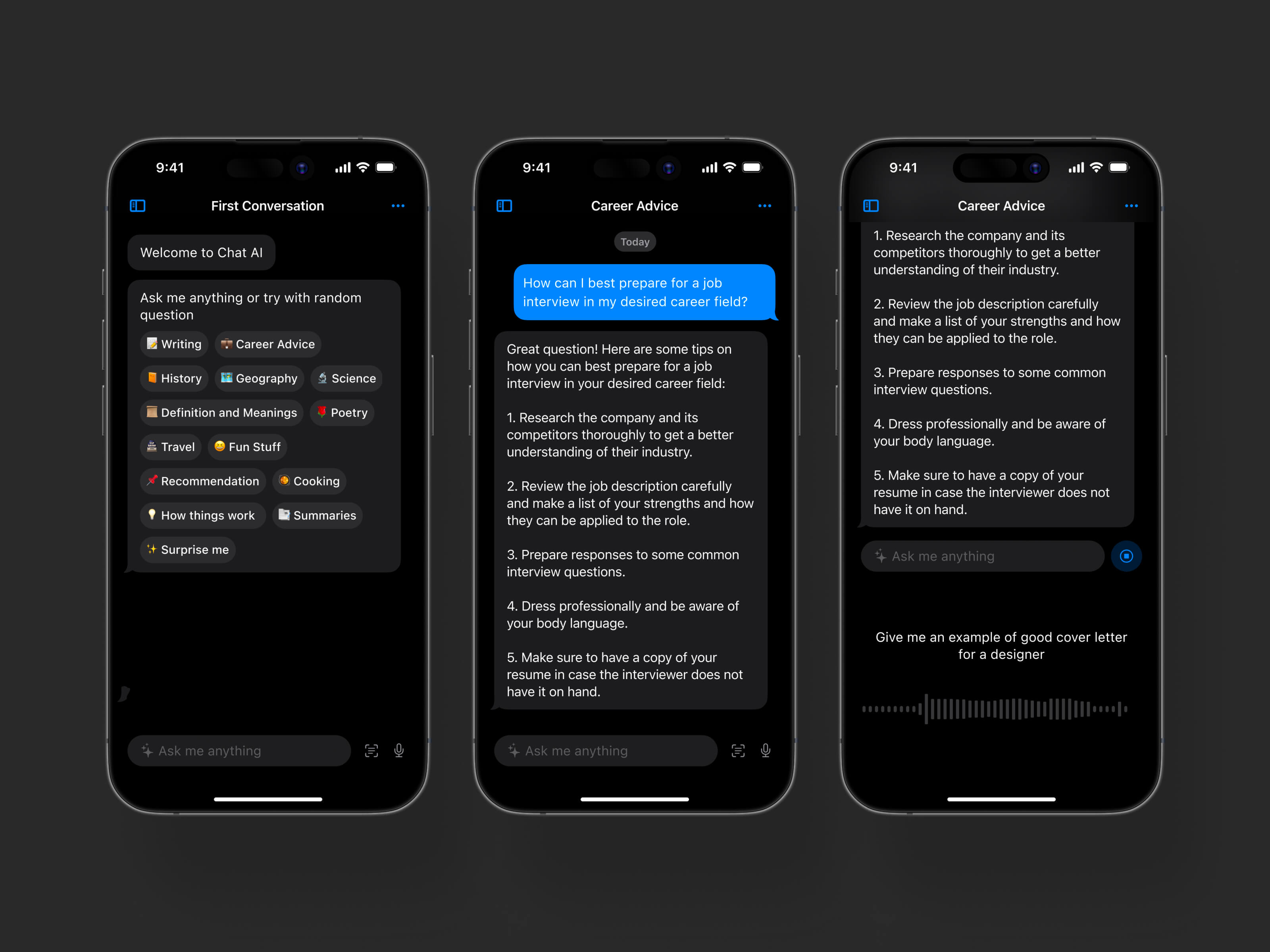 Chat AI iOS App Design - Iosi Pratama