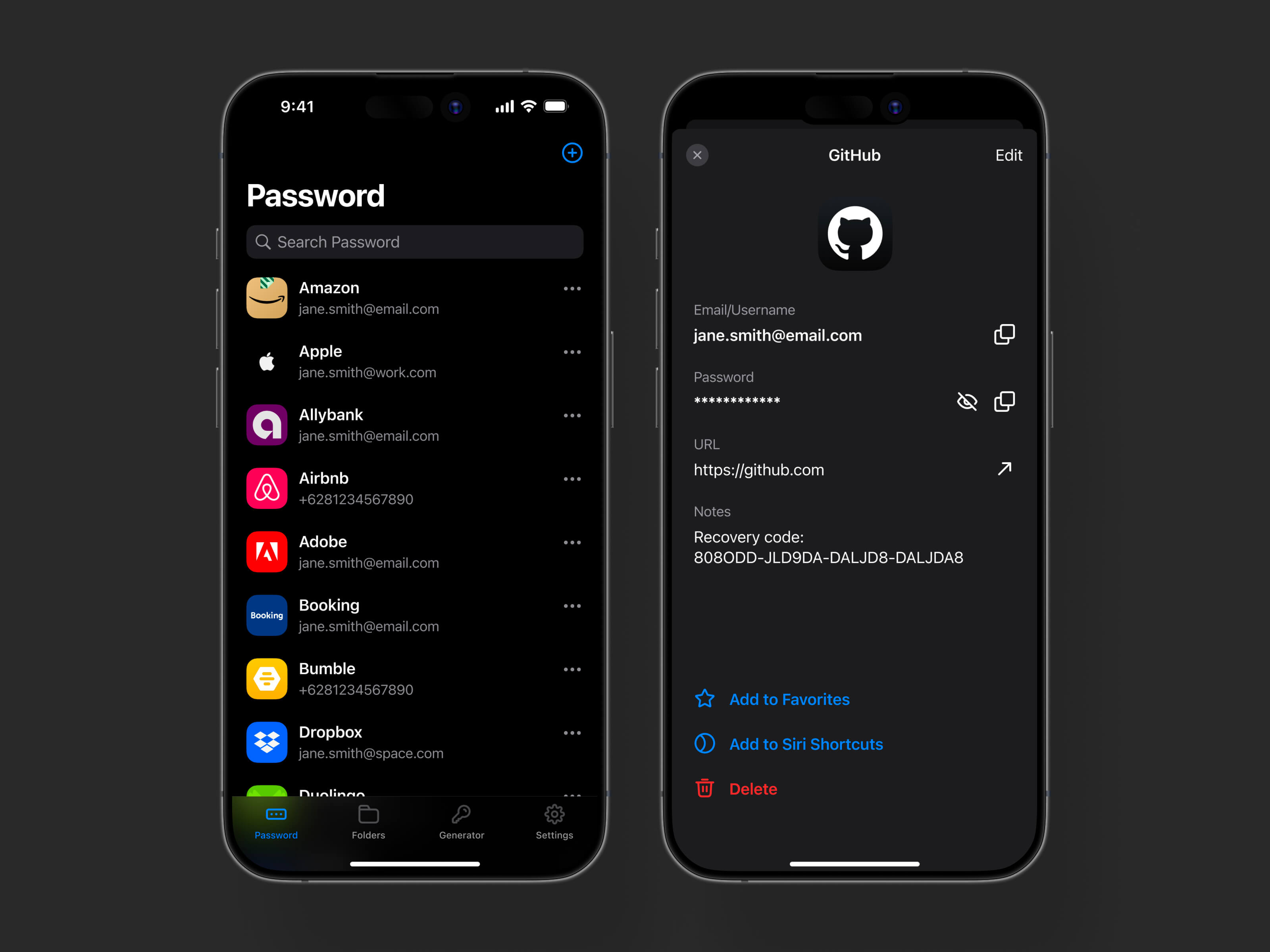 Password Manager iOS app design